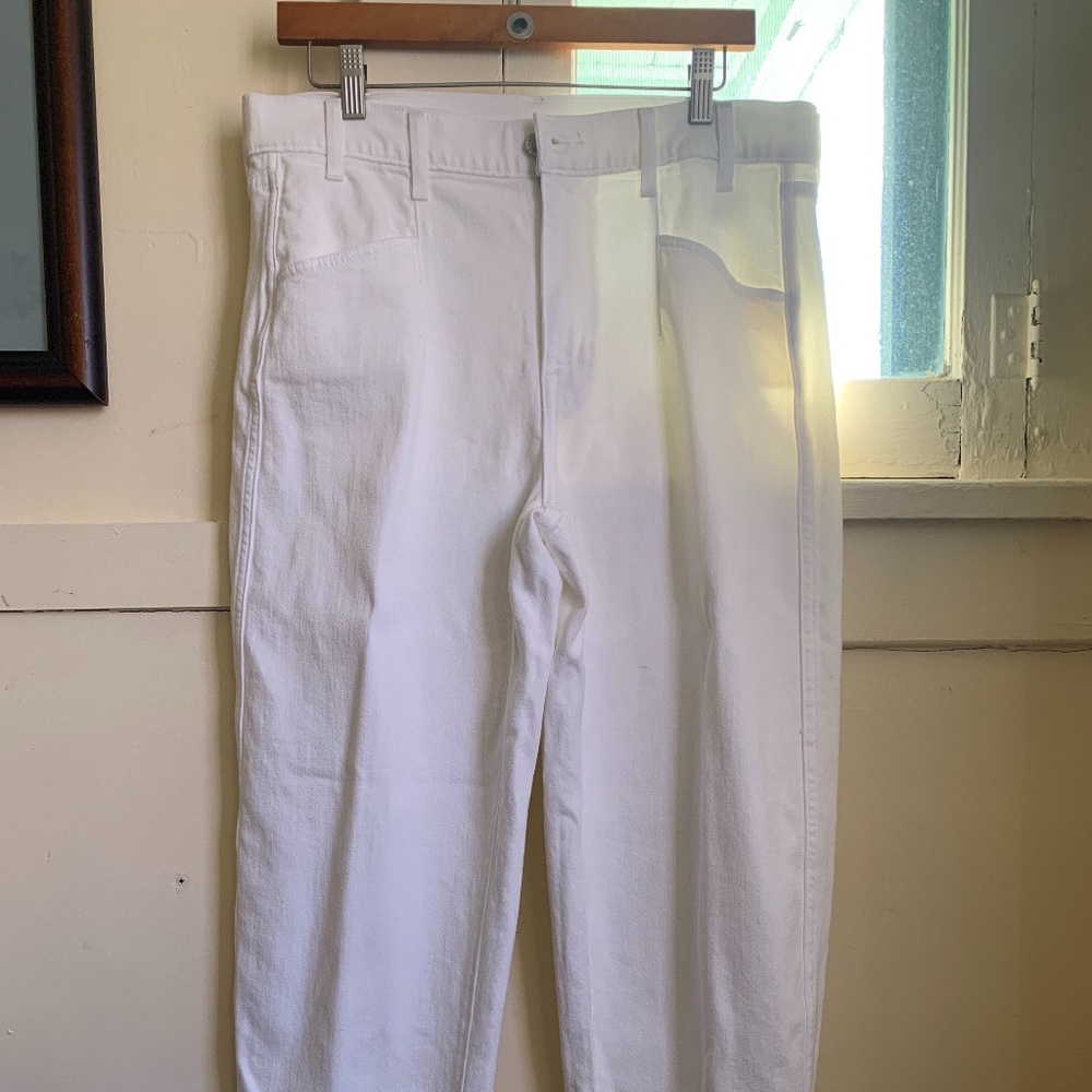AYR the Beat Barrel ankle crop Denim trouser pants color Ivory size 30 pre owned